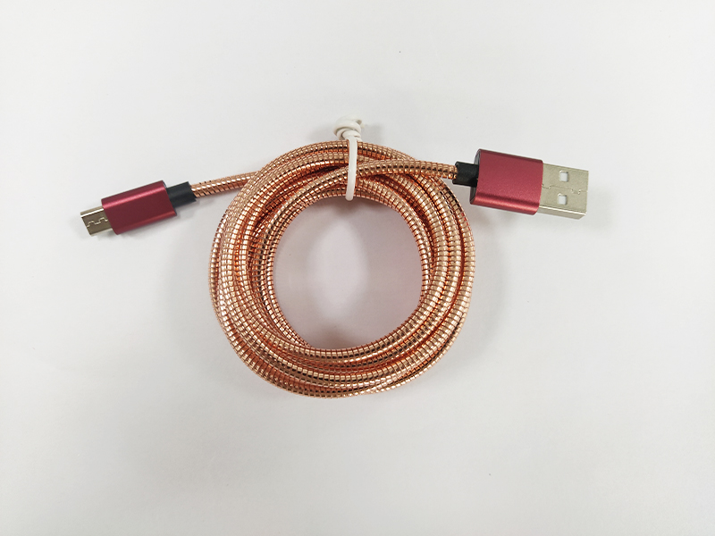 27-金屬軟管microUSB數據線玫瑰金