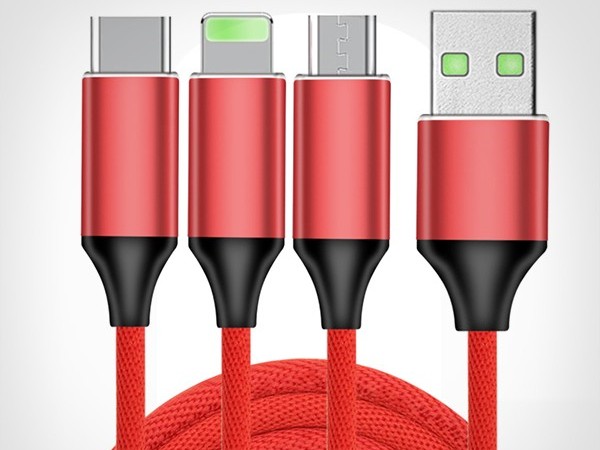 布藝編織一拖三數據線定制