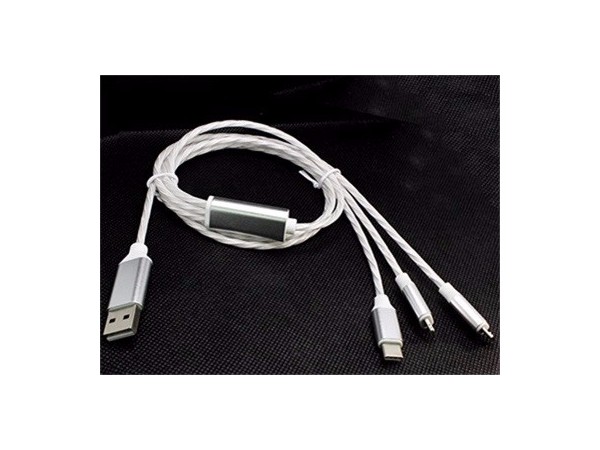 流光數據線廠家,工廠定制一拖三流光數據線